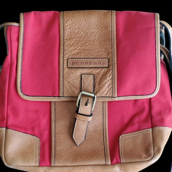 Burberry Vintage Leather and Canvas Handbag. - Picture 1 of 6